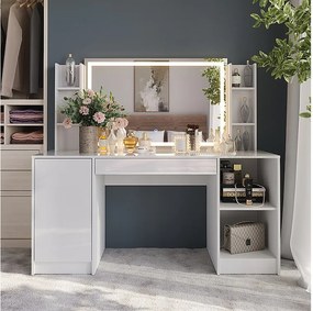 Stół toaletowy biały/biały wysoki połysk 158.2x50.1x76 sherry