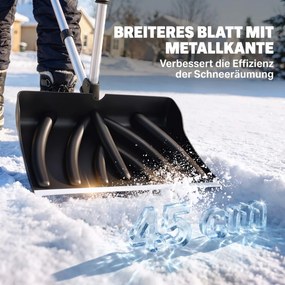 Outsunny Łopata do śniegu 45 cm, tworzywowa łyżka z ergonomicznym uchwytem dodatkowym, odśnieżarka z trzonem aluminiowym i metalową krawędzią | Aosom PL