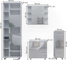 Zestaw mebli łazienkowych biały wysoki połysk 60x33x60 ilias