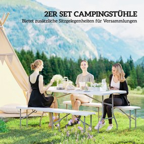 Outsunny Ławka Campingowa, Outdoor z Plastiku, Udźwig 240 kg, Biała