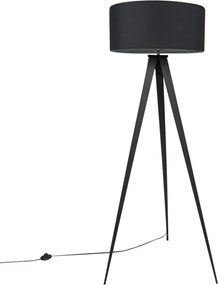 Nowoczesna lampa stojąca czarna z czarnym kloszem - Ilse