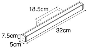 Kinkiet / Lampa scienna łazienkowy mosiężny 32 cm z diodą LED IP44 - Cascada Nowoczesny Oswietlenie wewnetrzne