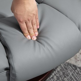 HOMCOM Fotel relaksacyjny z podnóżkiem, obrotowy, z regulowaną oparciem, w wyglądzie skóry, do 130 kg, Szary