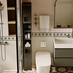 Regał łazienkowy stojący szafa czarny loft szafka półka słupek wysoki wąski