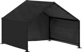 PawHut Buda dla psa z wodoodpornym i UV odpornym dachem dla psów do 30 kg, 125 x 110 x 93 cm, czarna | Aosom PL