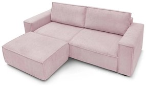 Jasnoróżowa sztruksowa rozkładana sofa 245 cm Nihad – Bobochic Paris