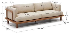 Beżowa sofa ogrodowa z litego drewna tekowego Turqueta – Kave Home