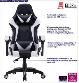Biały fotel obrotowy do gier K6-E16