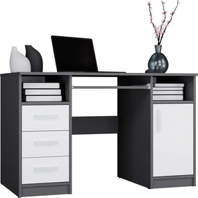 Nowoczesne biurko z 3 szufladami antracyt + biała M8-D35