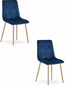 Krzesło Valora TYRA z granatowym aksamitem i drewnianymi nogami x2