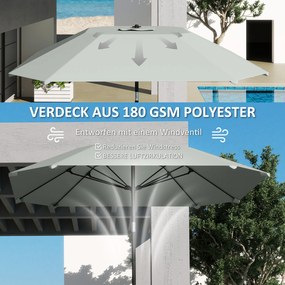 Outsunny 2,3 m Parasol bez podstawy, regulowany parasol tarasowy z korbką, Poliester, Aluminium, Włókno szklane, Ciemnoszary