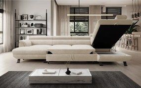 Narożnik RAVEN XL wolnostojący z funkcją spania tkanina Artico 37430 Perłowy WERSAL