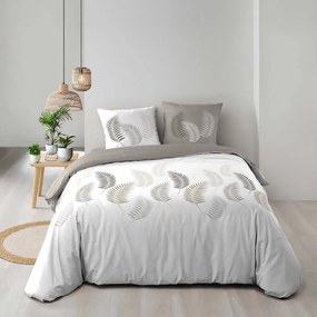 Biało-szarobrązowa bawełniana pościel dwuosobowa 240x220 cm Goyave – douceur d'intérieur