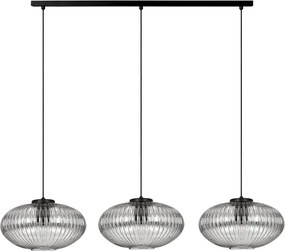Wisząca lampa z trzema szklanymi kloszami grafitowa S6-D80
