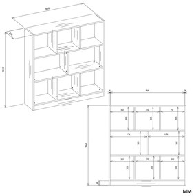 Nowoczesny otwarty regał dąb artisan + biały L7-Z45