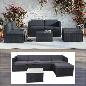 Zestaw z polirattanowym wykończeniem MCW-D24,  antracytowy, tapicerka ciemnoszara