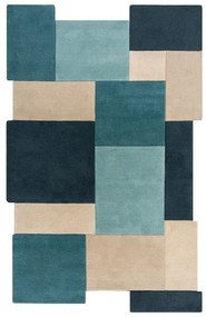 Niebieski/beżowy wełniany dywan 150x240 cm Abstract Collage – Flair Rugs
