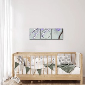 Obraz - Fioletowy deszcz (z zegarem) (90x30 cm)
