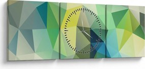 Obraz abstrakcji geometrycznej (z zegarem) (90x30 cm)