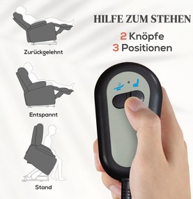 HOMCOM Fotel relaksacyjny z funkcją wstawania 8 punktów masażu podgrzewane oparcie szary lniany | Aosom PL