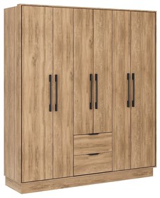 Szafa 6 drzwiczek i 2 szuflady - Dł.162 cm - Kolor: naturalny - FEOVA