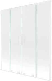 Mexen Velar L Duo parawan nawannowy 2-skrzydłowy rozsuwany 140 x 150 cm, transparent, biały - 896-140-003-02-20