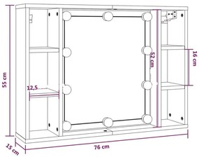 Toaletka z lustrem i półkami na biurko beton Verna 6X