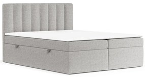 Jasnoszare łóżko boxspring ze schowkiem 140x200 cm Novento – Maison de Rêve