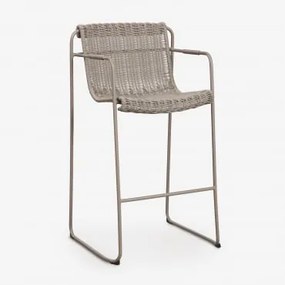 Taboret Ogrodowy Wysoki, Sztaplowany, Z Podłokietnikami, Z Rattanu Syntetycznego I Stali Revia Moka Brown & ↑75 Cm - Sklum