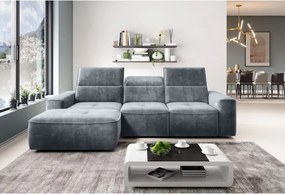 Narożnik COLOMBO Mini Lewostronny z elektryczną funkcją spania pojemnikiem PALLADIUM 15 Szary WERSAL