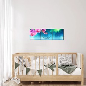 Obraz - Orchidea (z zegarem) (90x30 cm)