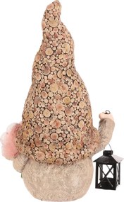 Skrzat z kwiatkiem i lampionem na świeczkę,poliresina, 30 x 20 x 50 cm