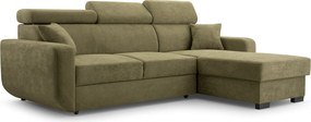 Masseno Narożnik CASTELLO z funkcją spania i pojemnikiem na pościel Narozniki L, Rozkładana sofa - Zielony, VELO 629