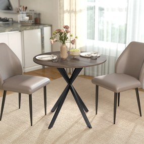 HOMCOM Okrągły stół kuchenny, 80 cm, kompaktowy blat, płyta wiórowa, metal, brązowy | Aosom PL