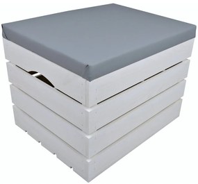 Pufa kufer skrzynia drewniana sosnowa siedzisko 50cm malowana biała