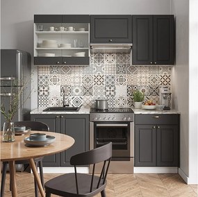 Aneks kuchenny antracytowo-złoto-biały 200x60x81.6 fame-line