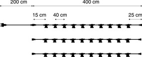Łączone czarne oświetlenie dekoracyjne z wtyczką 14m 30-punktowe IP44 - Lubber