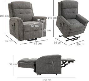 HOMCOM Fotel Relaksacyjny Pomoc Wstawaniu Fotel Z Podnóżkiem 92cm | Aosom PL