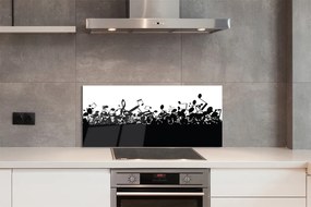 Panel szklany do Kuchni Czarno-Biały Zapis Nutowy