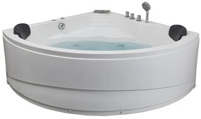 Wanna narożna AGLENA z hydromasażem i systemem kaskad – 2-osobowa – 350 l – 150 × 150 × 60 cm (dł. × szer. × wys.)