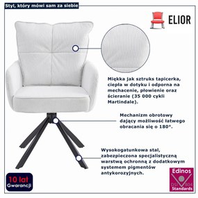 Sztruksowy kremowy fotel obrotowy - Herry