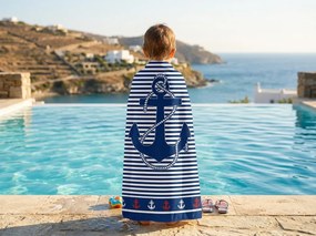 Szybkoschnący ręcznik plażowy MARITIMO niebiesko-biały 70 x 140 cm, 100% mikrofibra