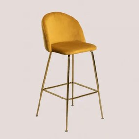 Wysoki Aksamitny Stołek Kana Design Złoto & Mostaza & ↑75 Cm - Sklum