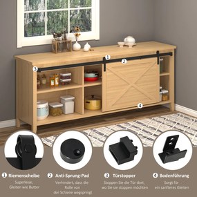 HOMCOM Zestaw do Drzwi Przesuwnych Prowadnica Stal Węglowa Czarna do Drewnianych Drzwi 183x06x18cm | Aosom PL