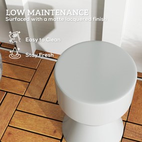 Outsunny Ceramiczny Taboret Ogrodowy 120kg Nośności Ø33 x 45,5 cm Wodoodporny w Kształcie Klepsydry Jasnoszary