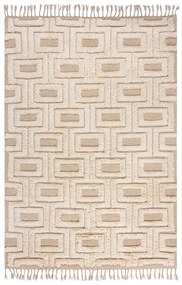 Beżowo-kremowy wełniany dywan tkany ręcznie 200x290 cm Greek Key – Flair Rugs