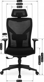 Fotel Biurowy Ergonomiczny Obrotowy SPIRAL Czarny z Zagłówkiem do Pracy