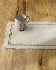 Podkładka z koronką 2 szt. kolor beżowy tkanina półprzezroczysta, strukturalna, lniana