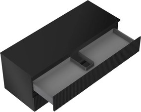 Mexen Rivel szafka łazienkowa podumywalkowa 120 cm z blatem, 2 szuflady, ryflowana , czarna mat - 91A20-12047-2-BFFC71