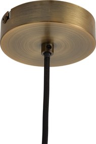 Lampa wisząca Art Deco brązowa z bursztynowym szkłem, liniowa, 8-punktowa - Text